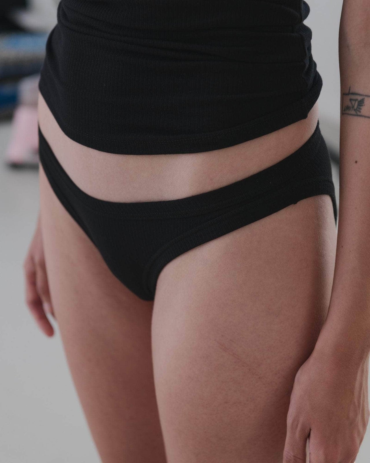 Heart Bell Pants - Organic Cotton Rib - Black