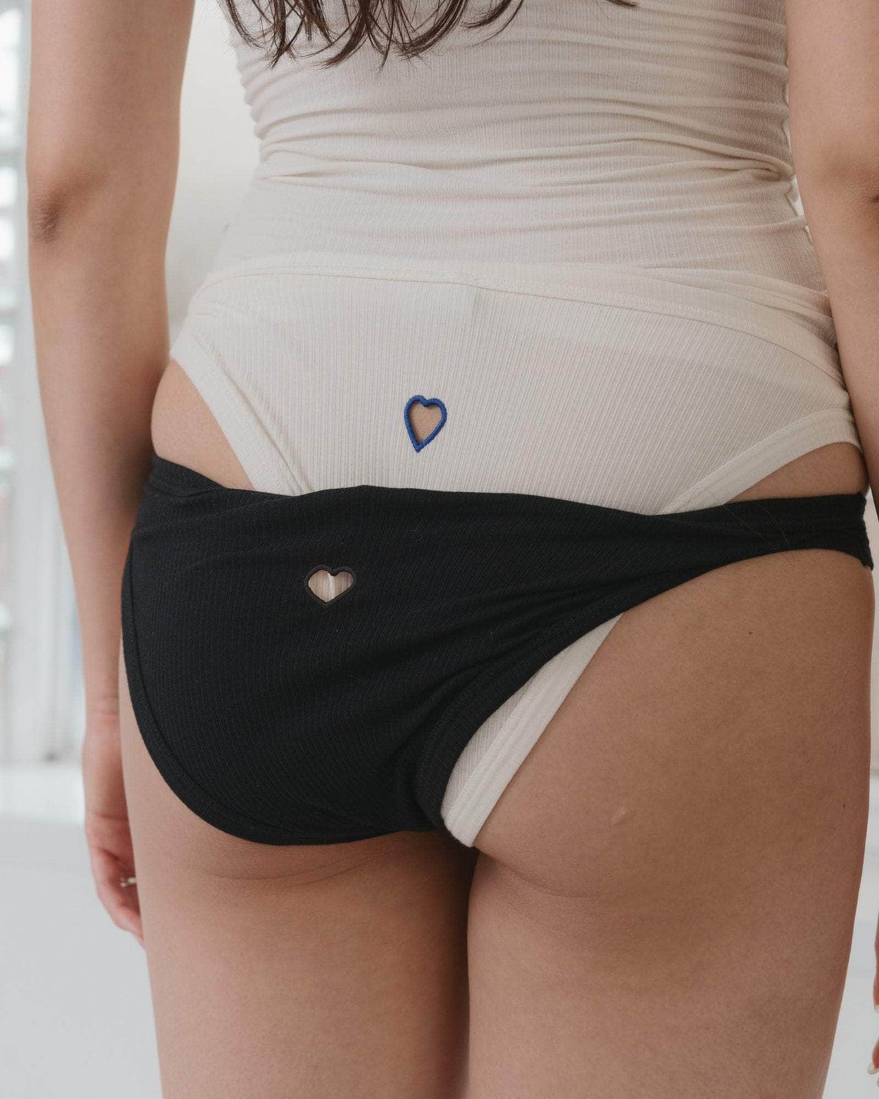 Heart Bell Pants - Organic Cotton Rib - Black