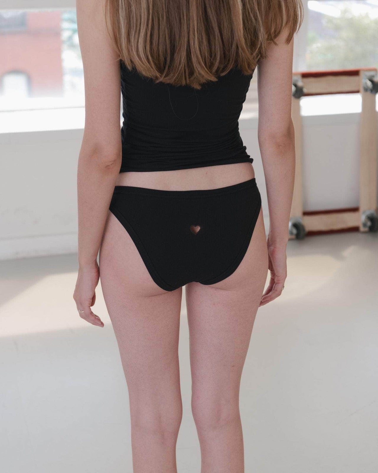 Heart Bell Pants - Organic Cotton Rib - Black