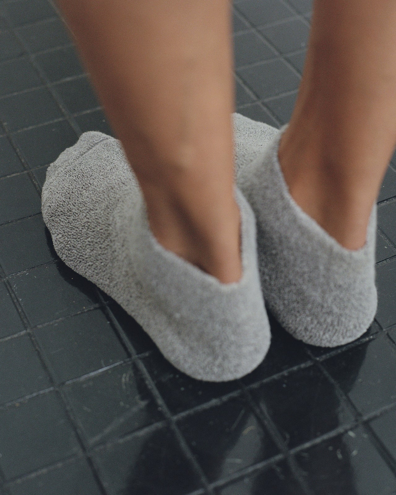 Buckle Ankle Socks - Longstaple Cotton - Grey Melange