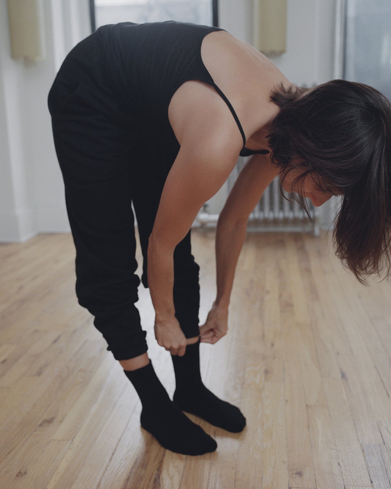 Buckle Overankle Socks - Longstaple Cotton - Black