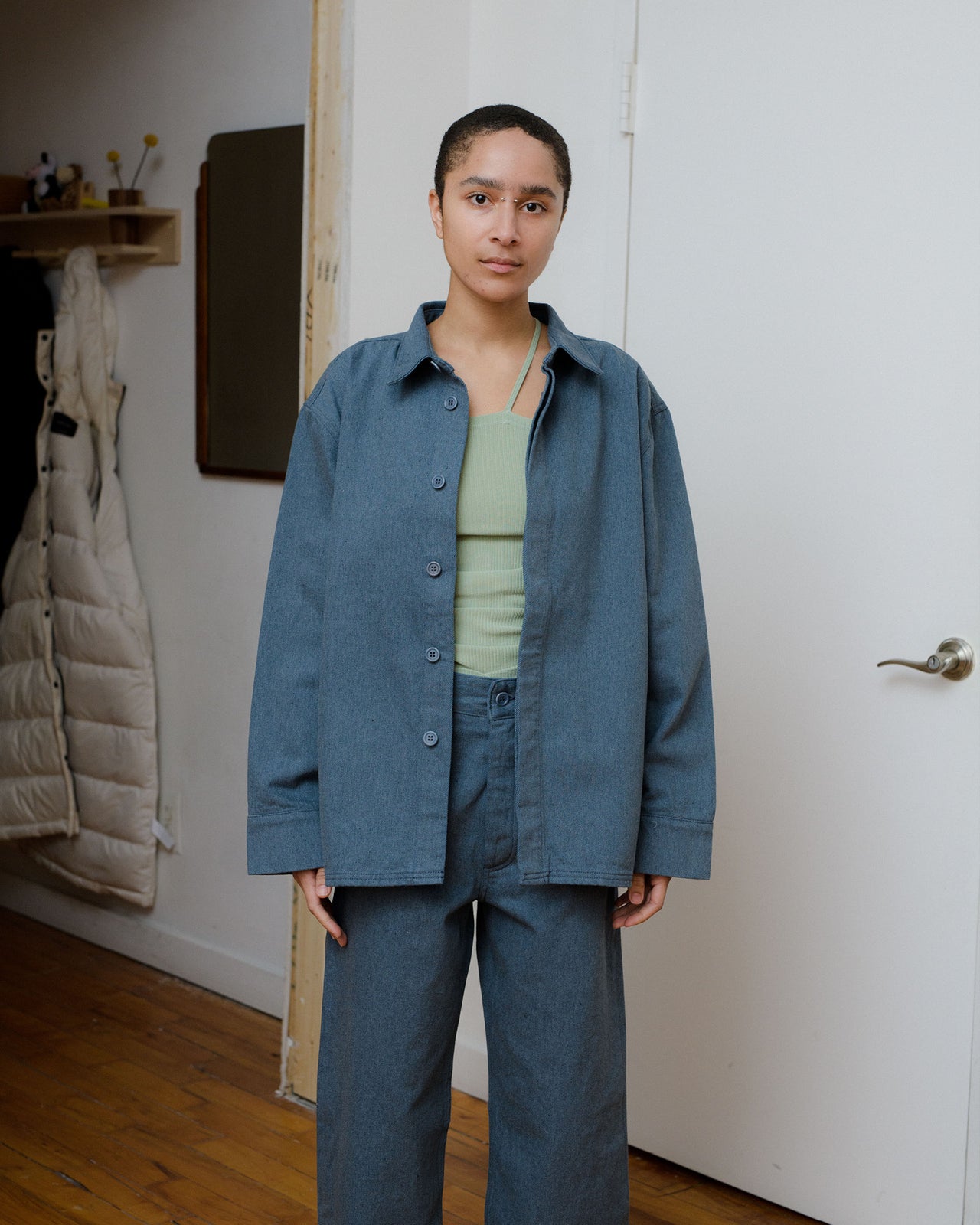 Indre Jacket - Recycled Cotton - Grey/Blue - AU22