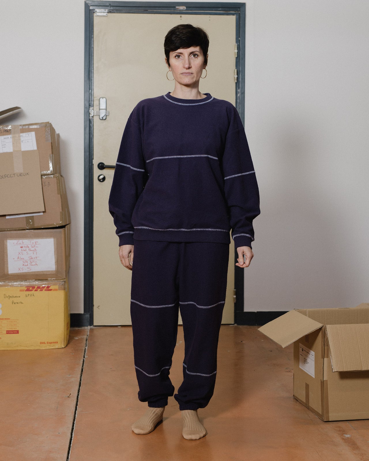 Navu Sweat Pants - Reversed Fleece - Navy - WT22