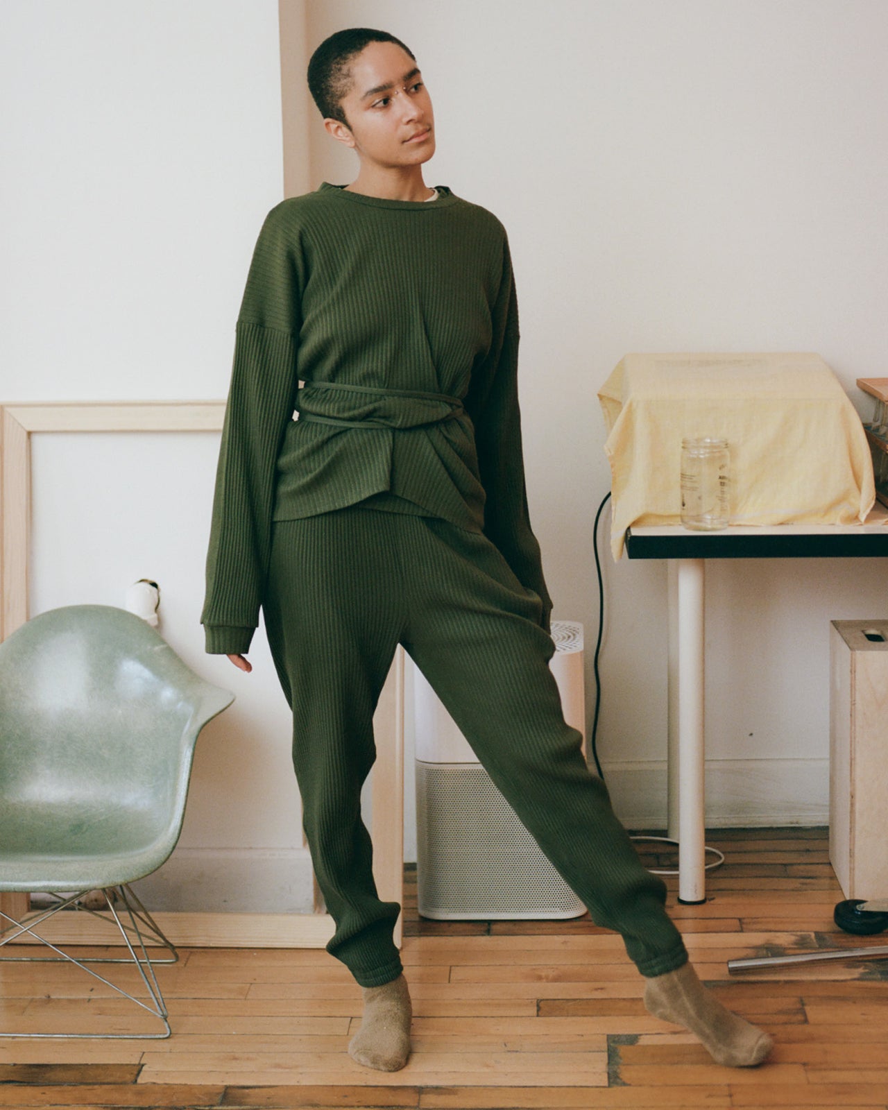 Sweat Pants - Rib Fleece - Dark Green - AU22