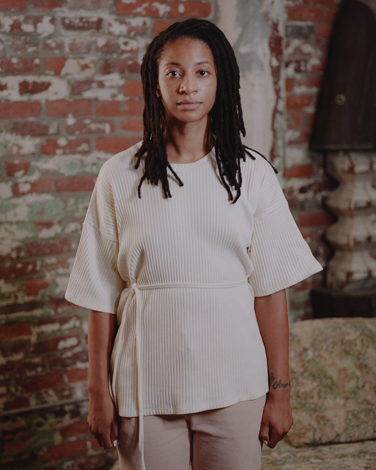 Shaw Tee Shirt - Fleece Rib - Off White