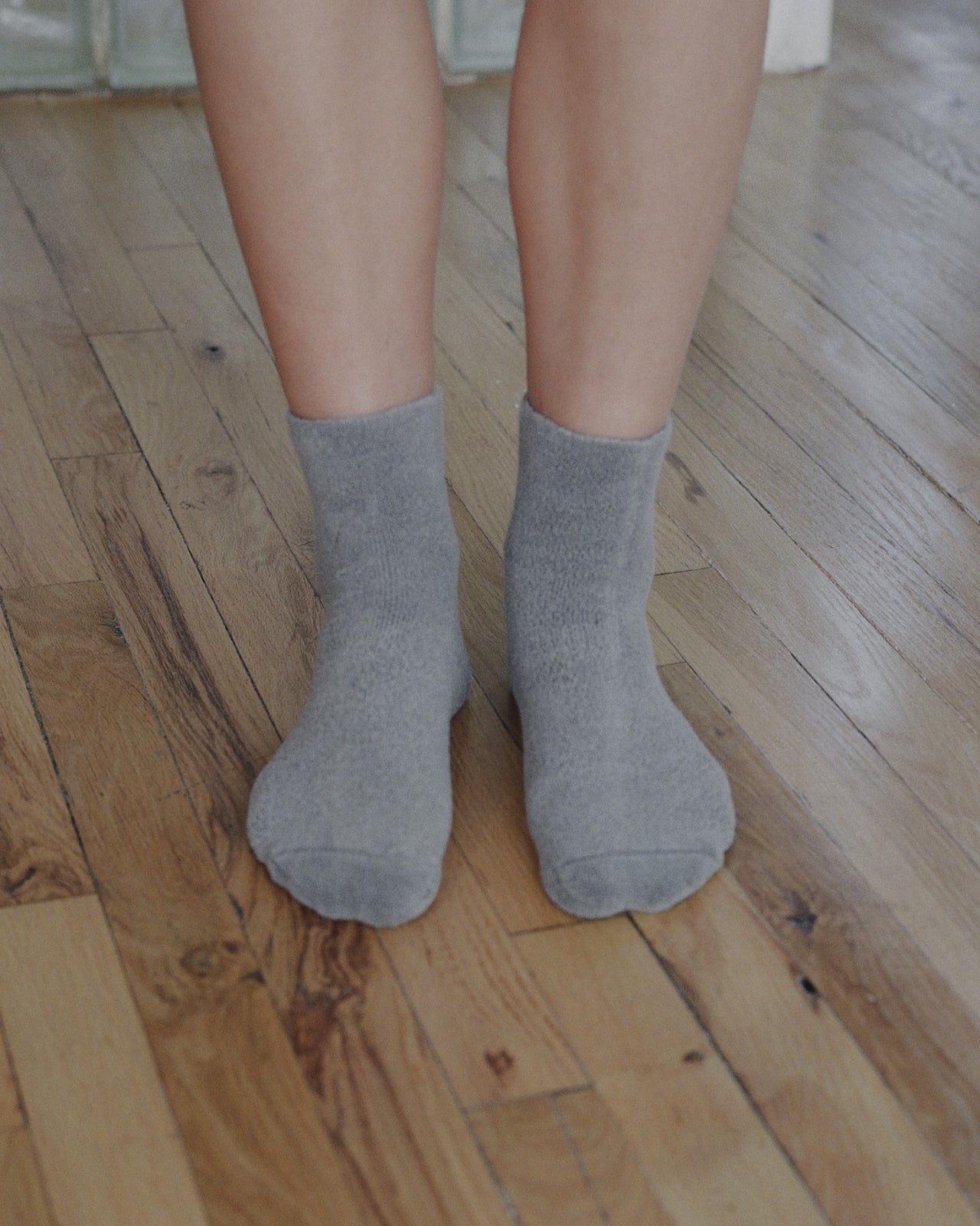 Buckle Overankle Socks - Longstaple Cotton - Grey Melange