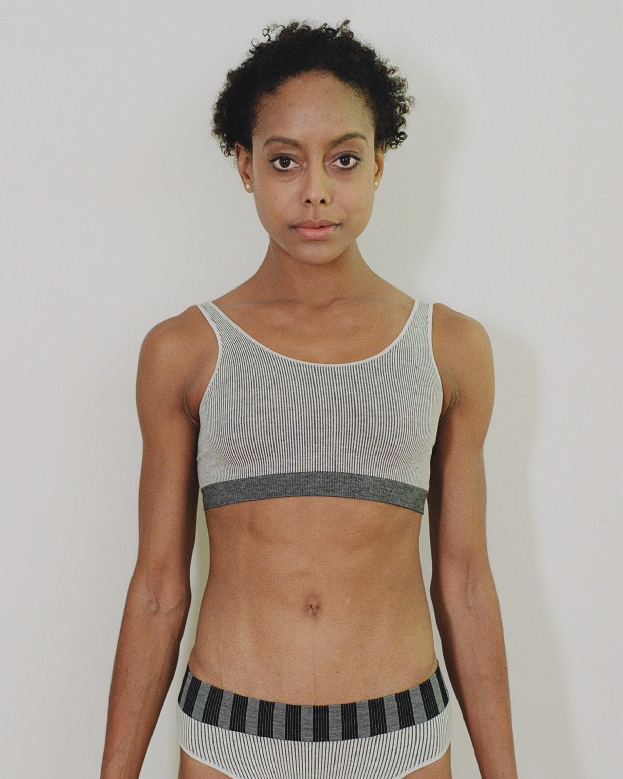 Fine Seamless Scoop Top - Seamless Rib - Stripe