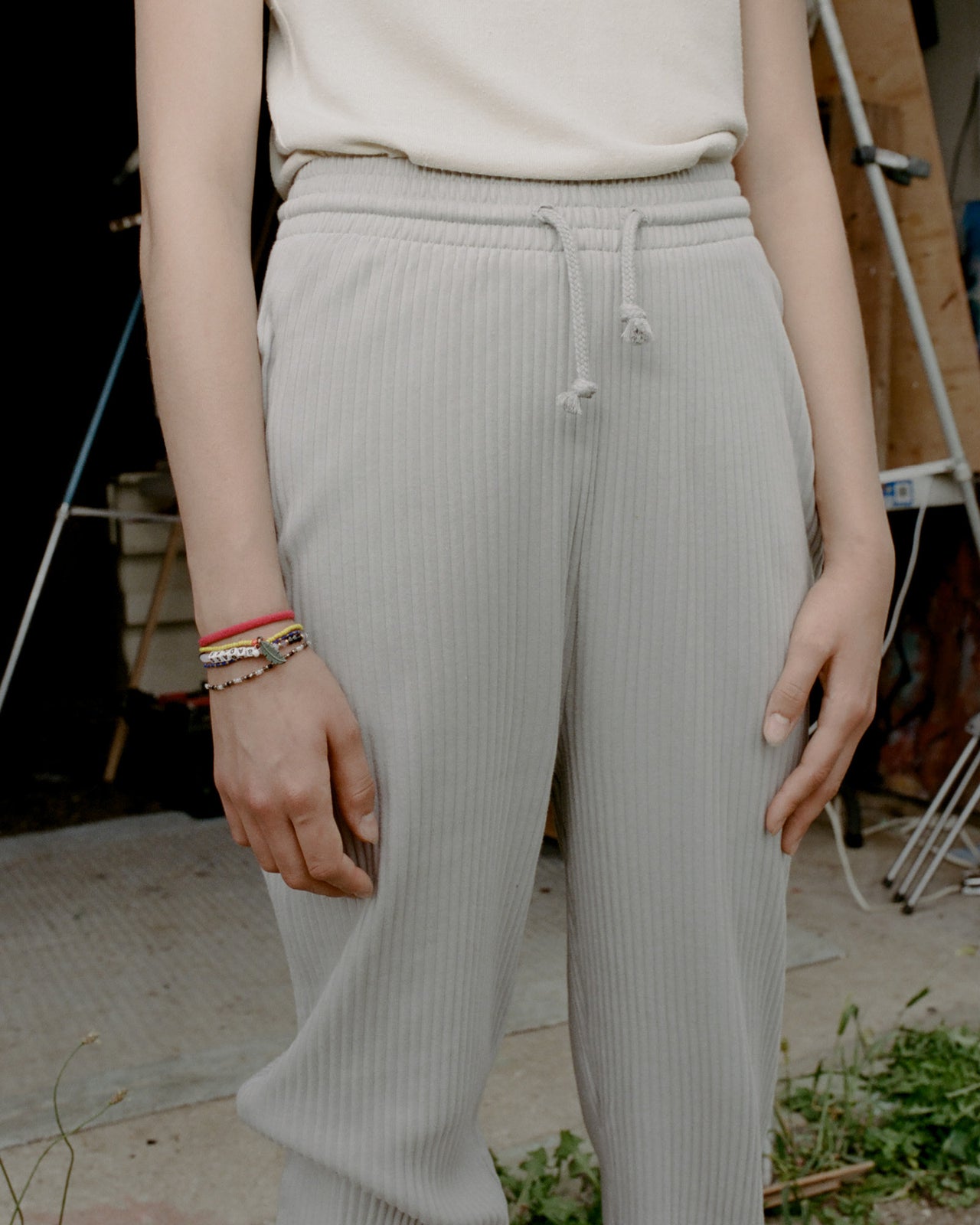 Basic Sweat Pants - Rib Fleece - Grey Purple - SU22