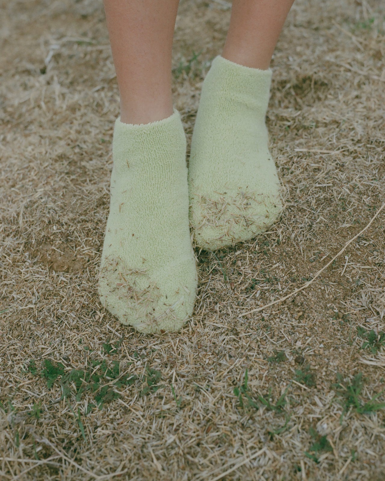 Buckle Ankle Socks - Longstaple Cotton - Bar Green - AU22