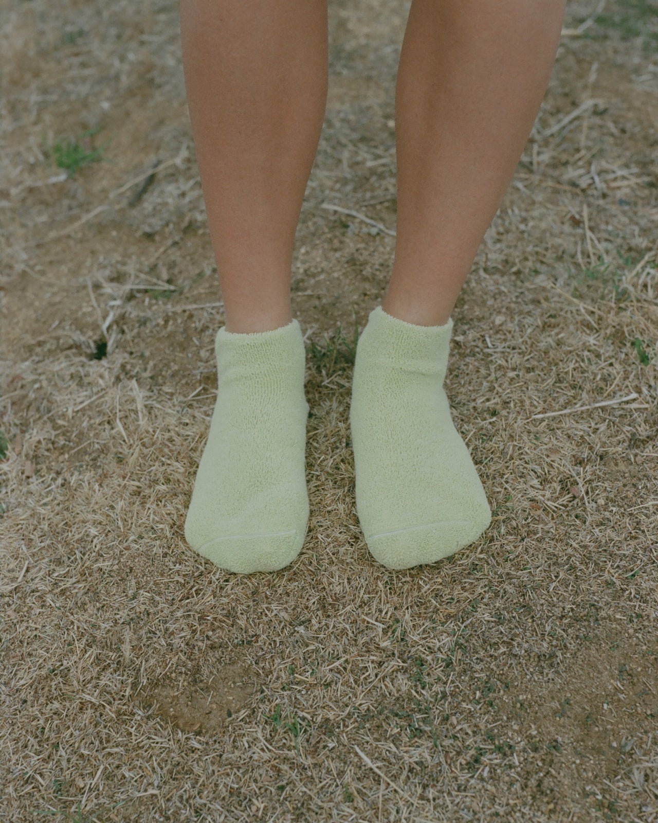 Buckle Ankle Socks - Longstaple Cotton - Bar Green - AU22