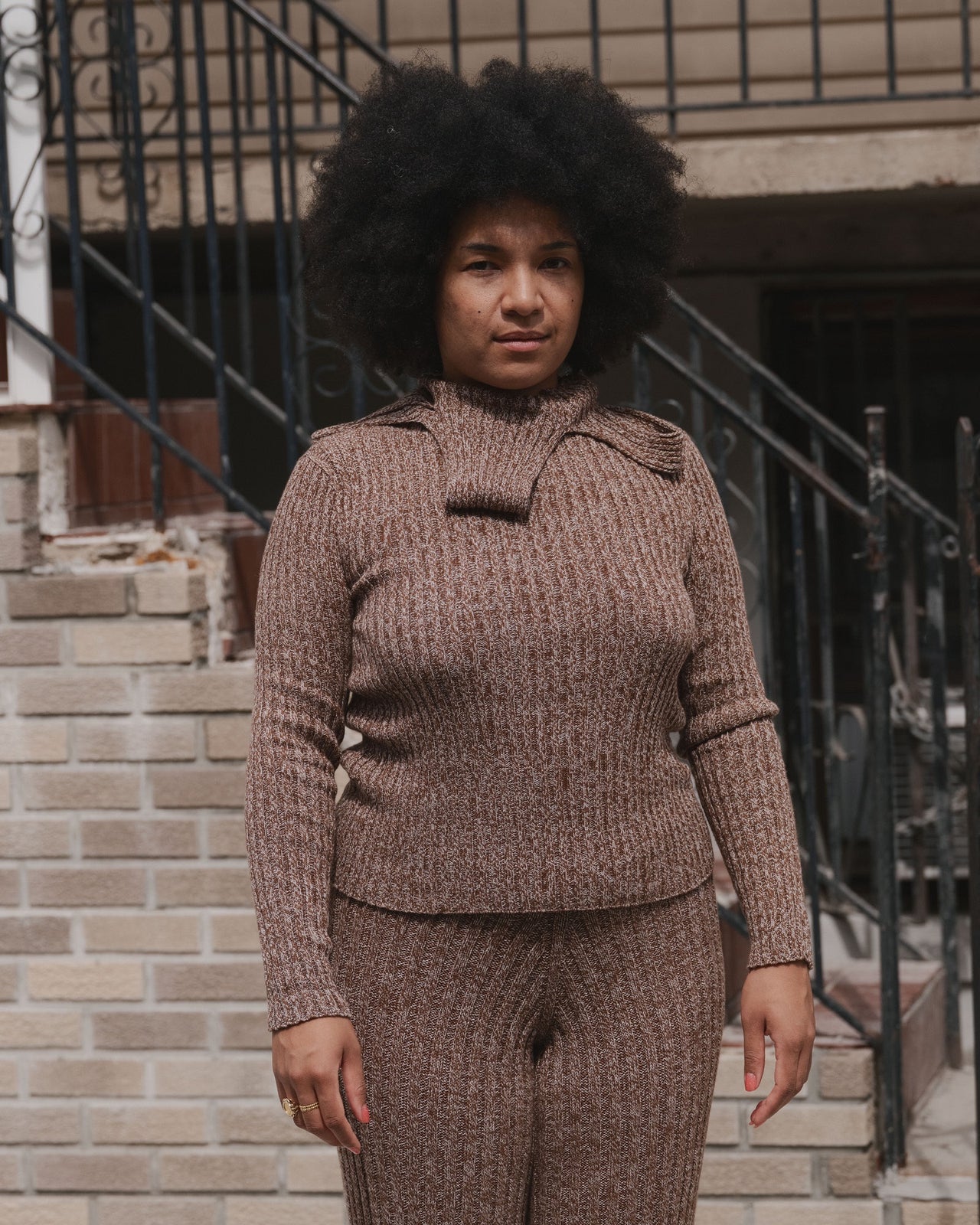 Cirri Long Sleeve Turtleneck - Organic Cotton - Grey Brown Melange