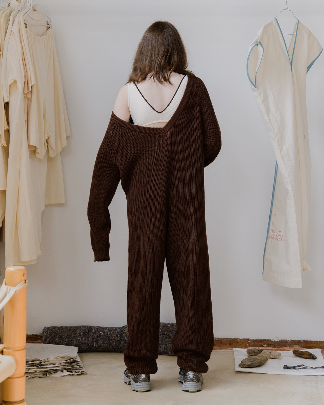 Danube V Neck Jumpsuit - Organic Cotton - Chess Brown - SP23