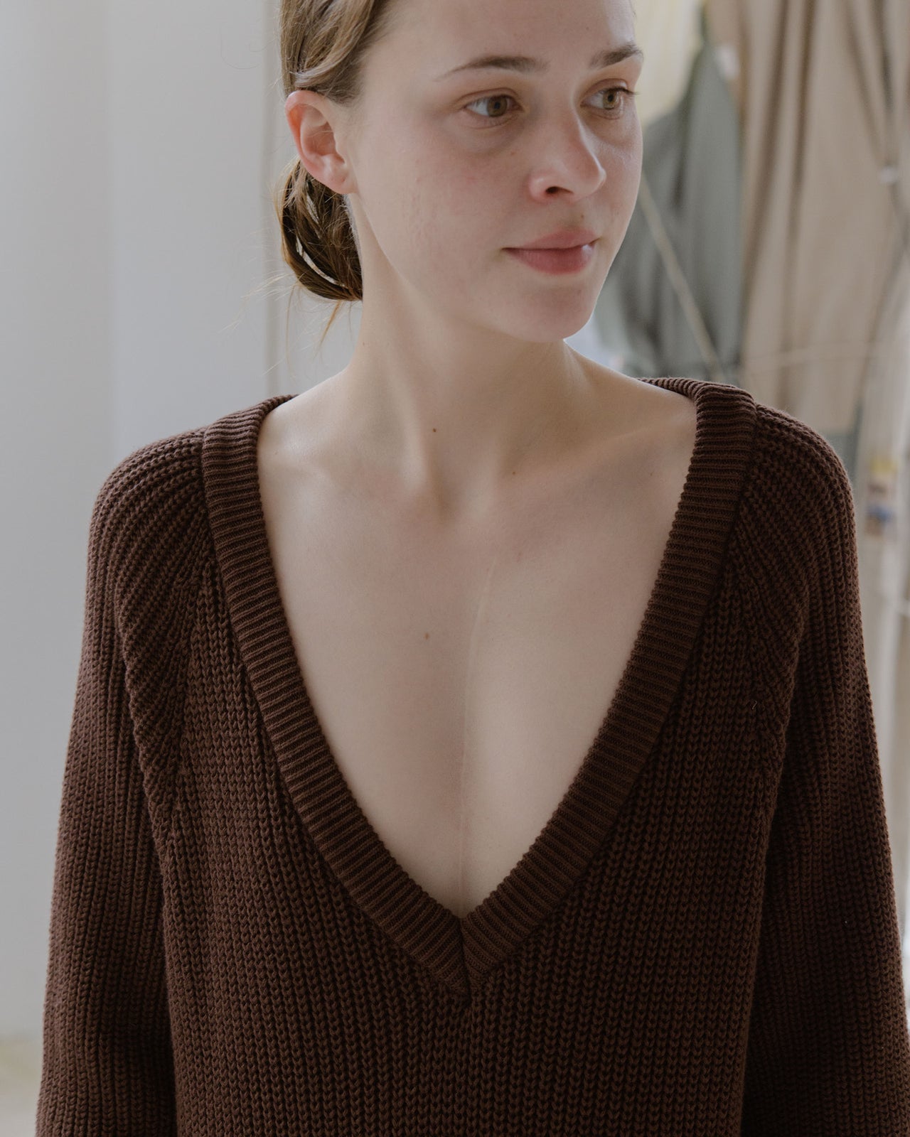 Danube V Neck Jumpsuit - Organic Cotton - Chess Brown - SP23