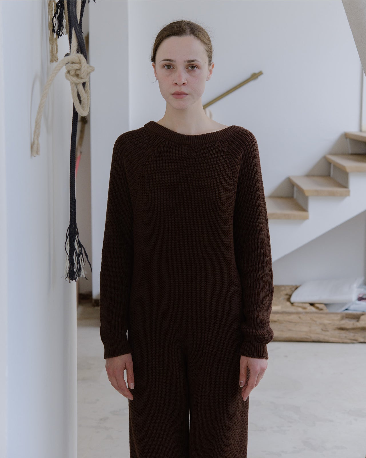 Danube V Neck Jumpsuit - Organic Cotton - Chess Brown - SP23