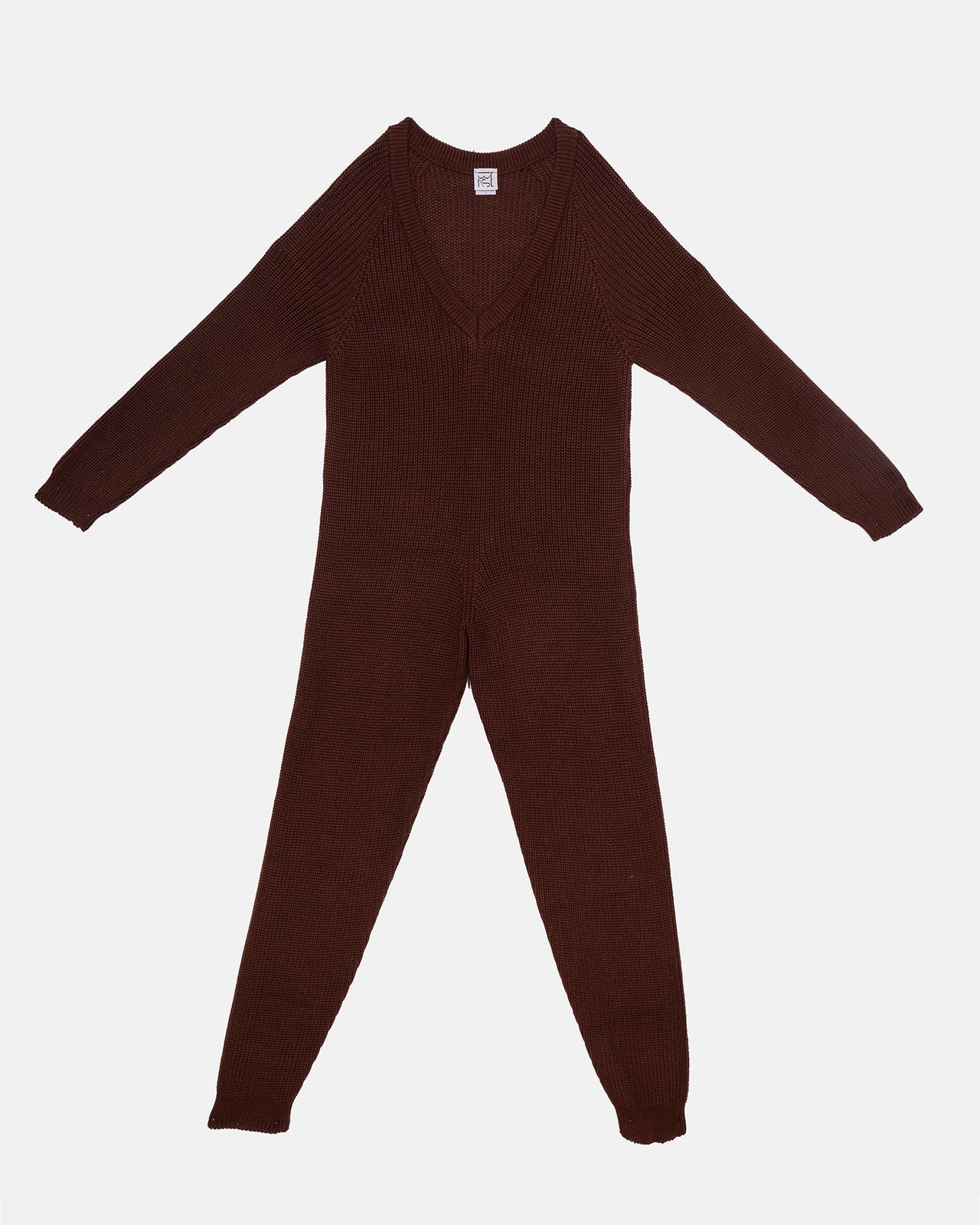 Danube V Neck Jumpsuit - Organic Cotton - Chess Brown - SP23