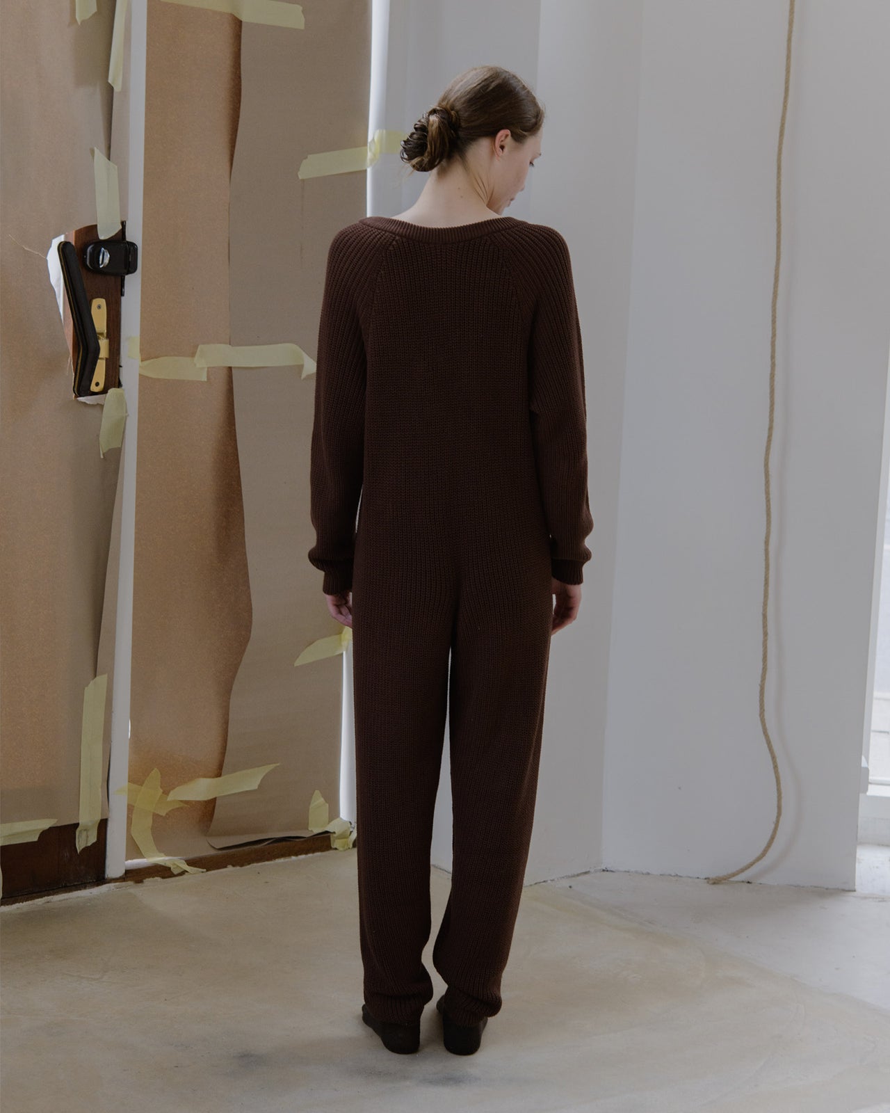 Danube V Neck Jumpsuit - Organic Cotton - Chess Brown - SP23