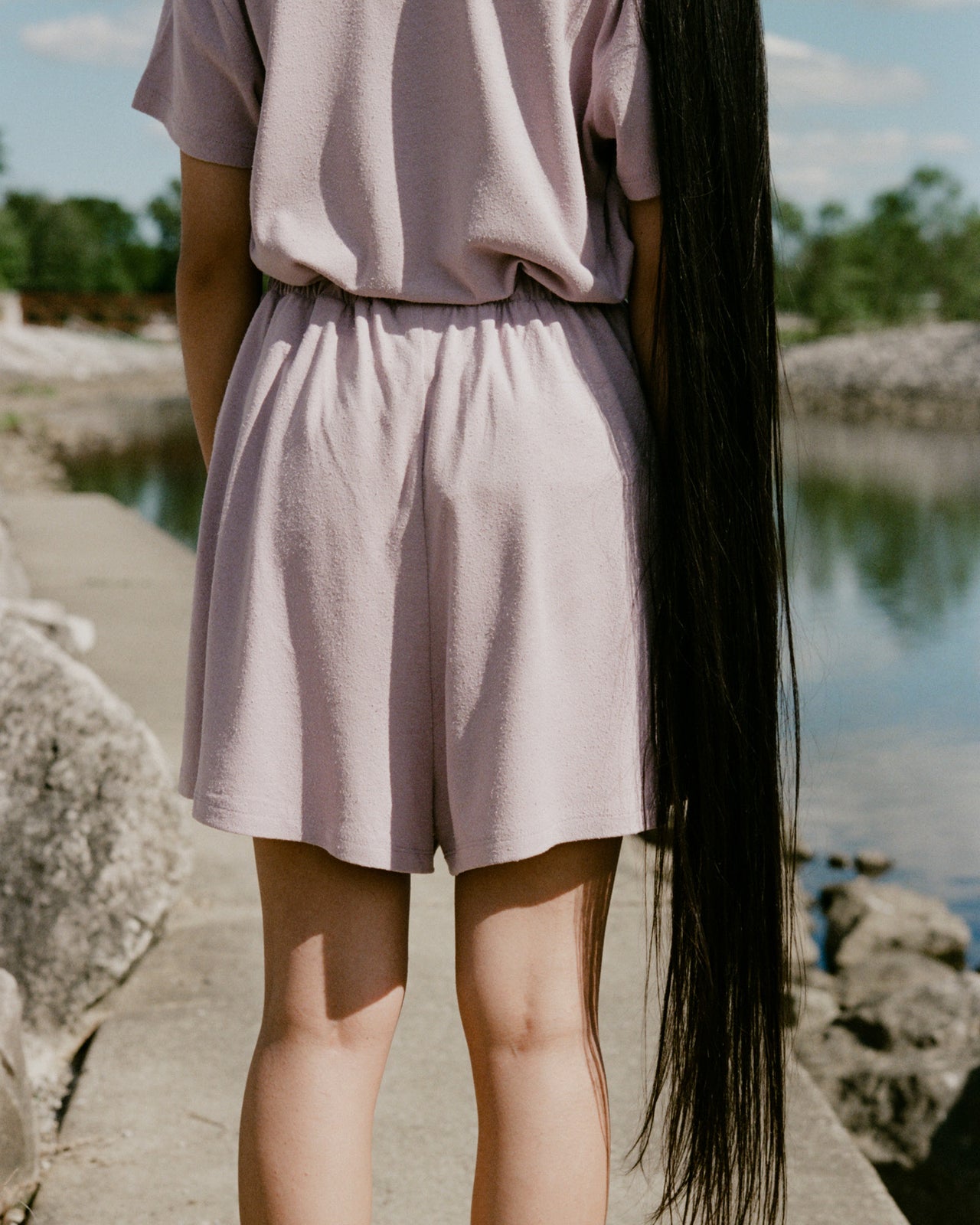 Domond Shorts - Wild Silk Jersey - Vegetal Dye - Nimbus - SU23