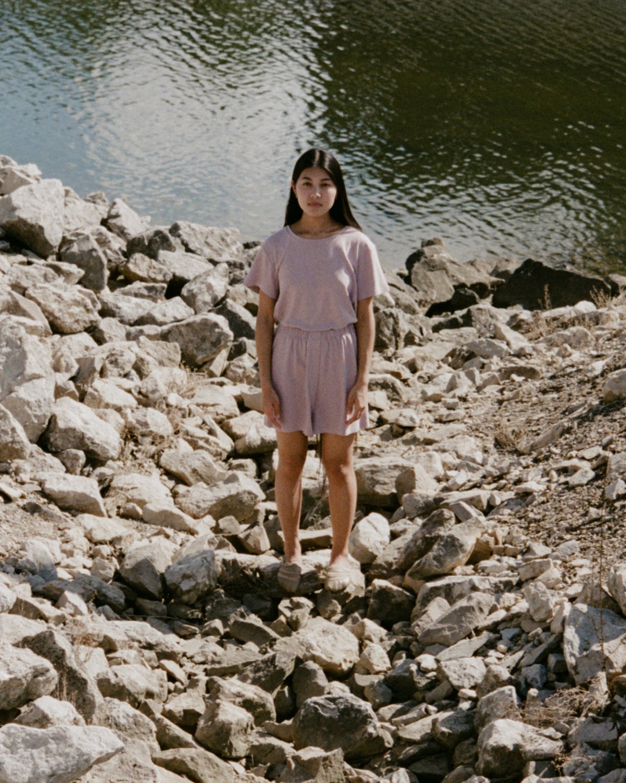 Domond Shorts - Wild Silk Jersey - Vegetal Dye - Nimbus - SU23