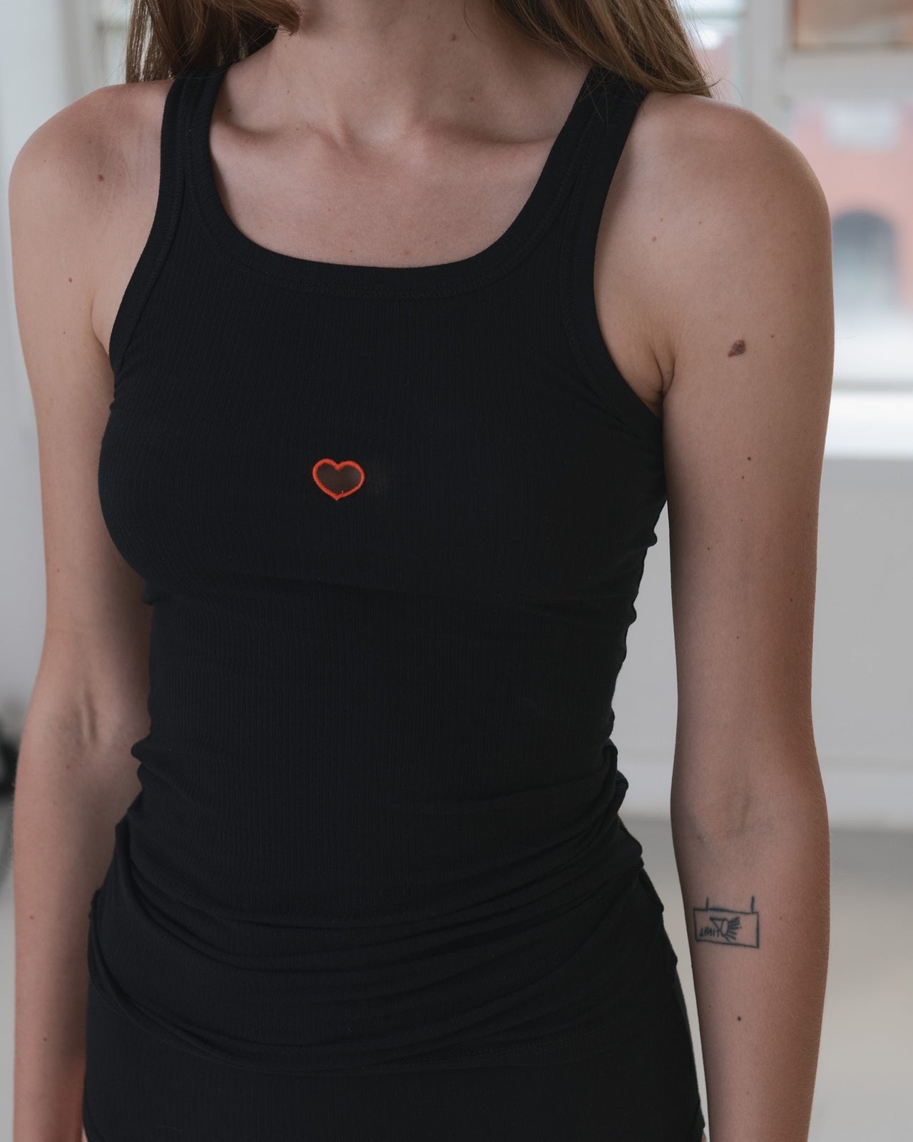 Heart Tank - Organic Cotton Rib - Black / Red – Baserange Store