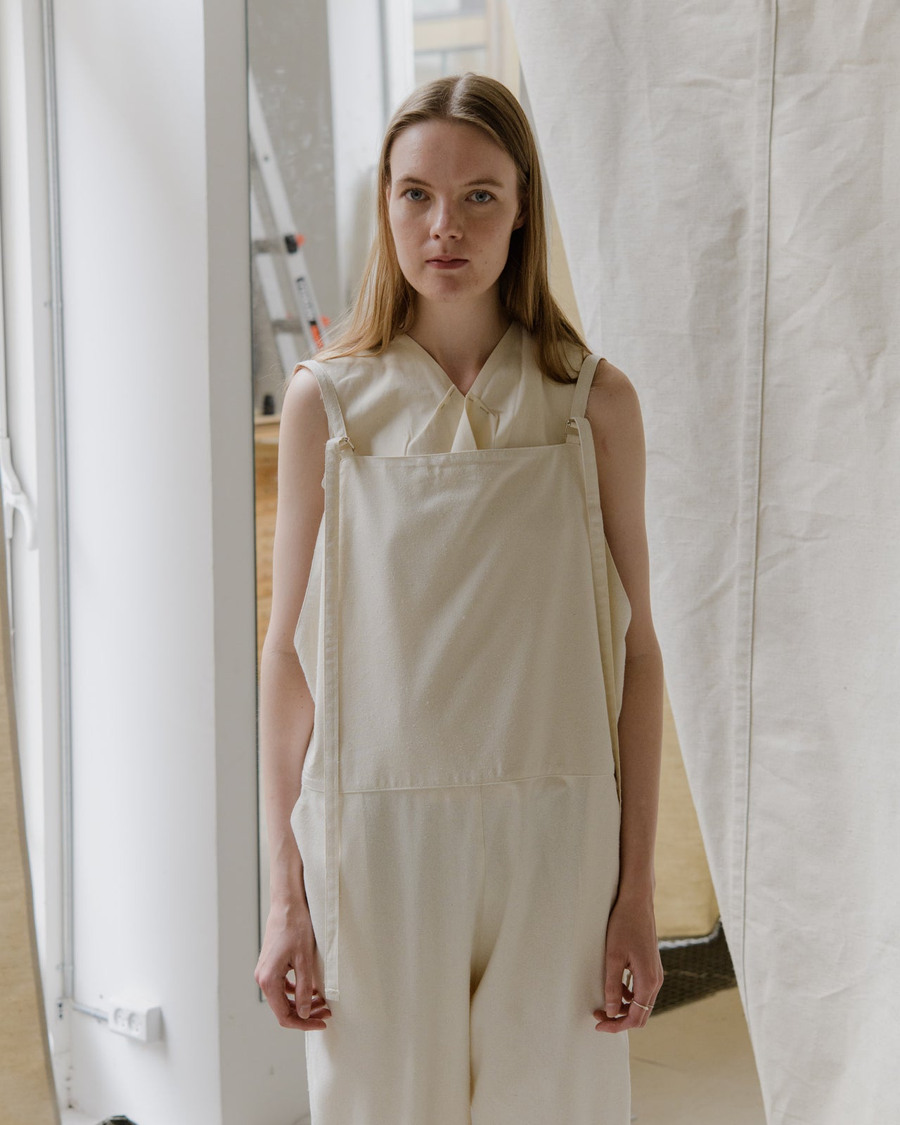 Long Strap Overall Jumpsuit - Wild Silk - Undyed - SP23