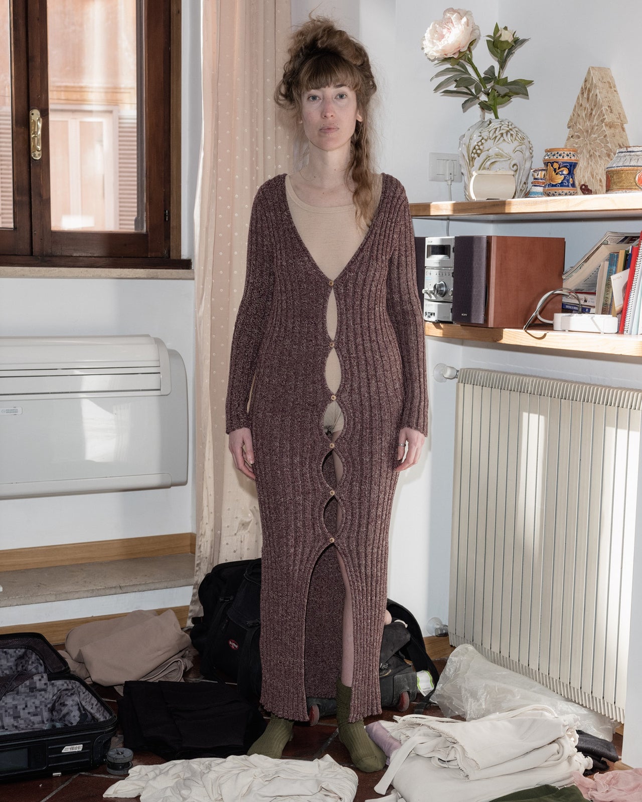 Loulou Dress - Organic Cotton - Burgundy Melange - WT23