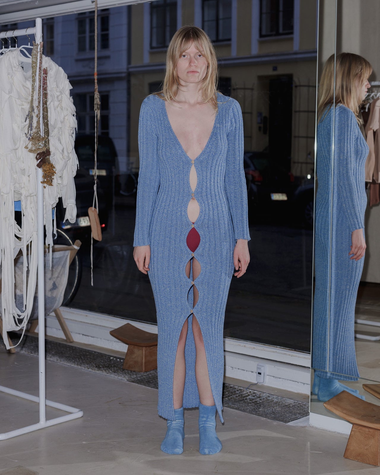 Loulou Dress - Organic Cotton - Blue Melange - AU23