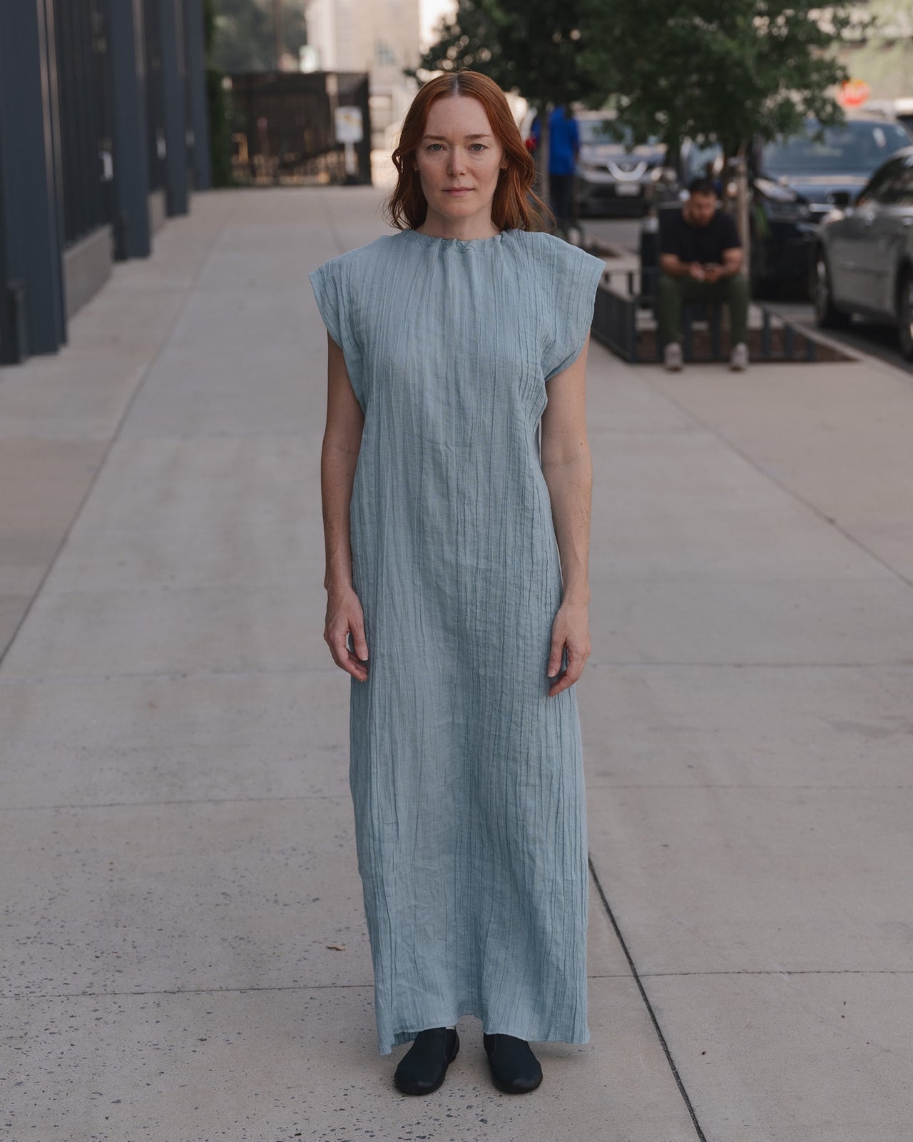 Max Dress - Crinkle Linen - Wuxi Blue
