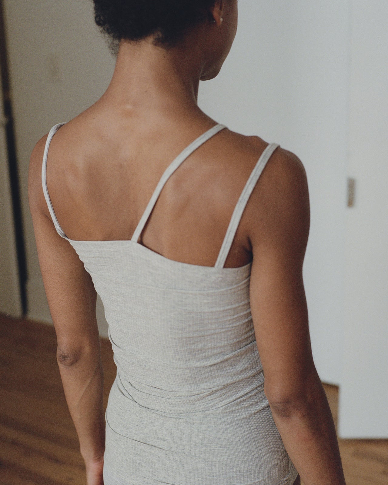 Nida Tank - Organic Cotton Rib - Grey Melange - Baserange AU