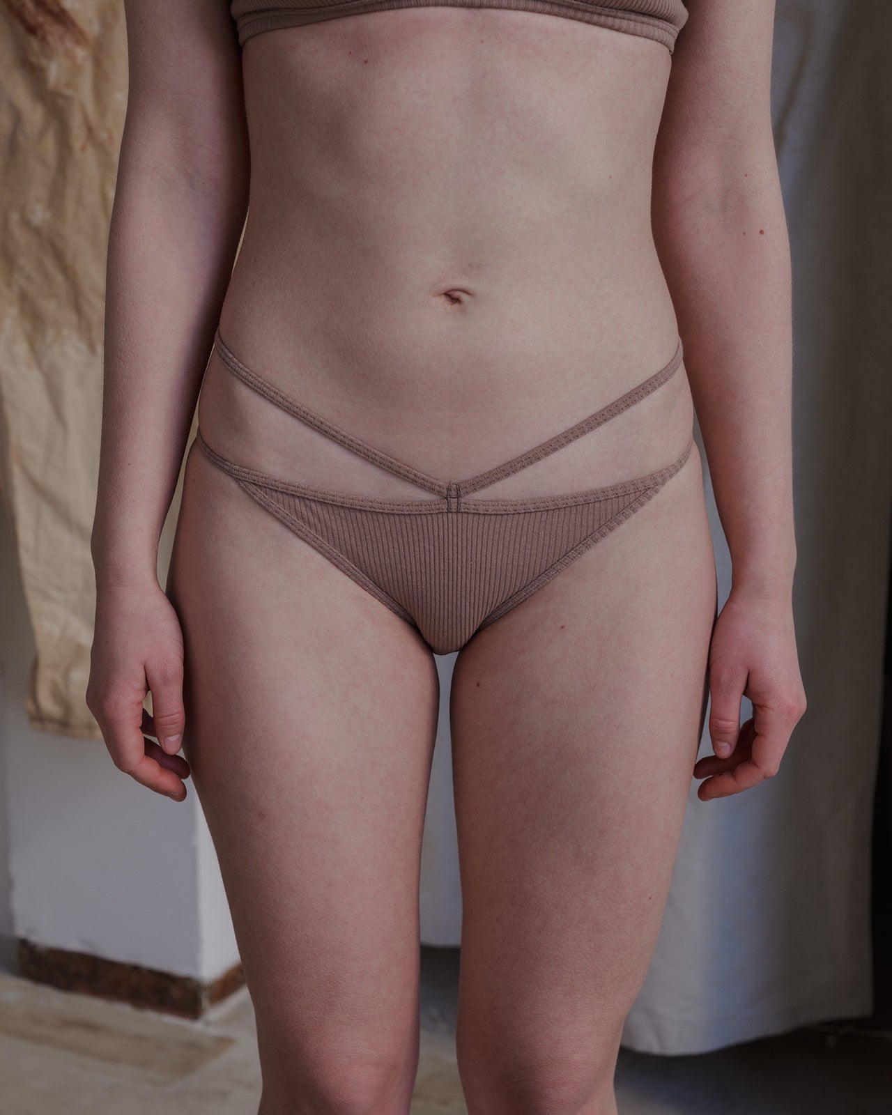 Nida Pants - Recycled Cotton Rib - Dried Beige - AU23