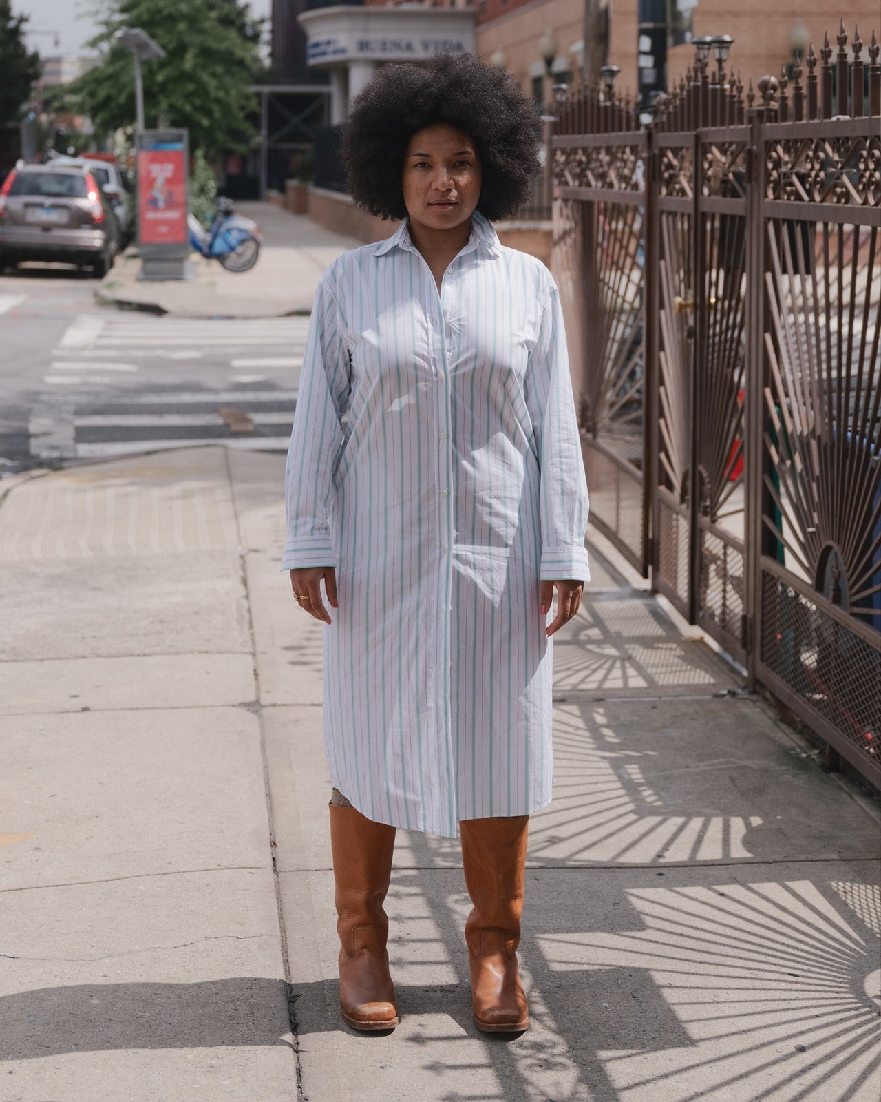 Ole Shirt Dress - Organic Cotton Poplin - Stripe