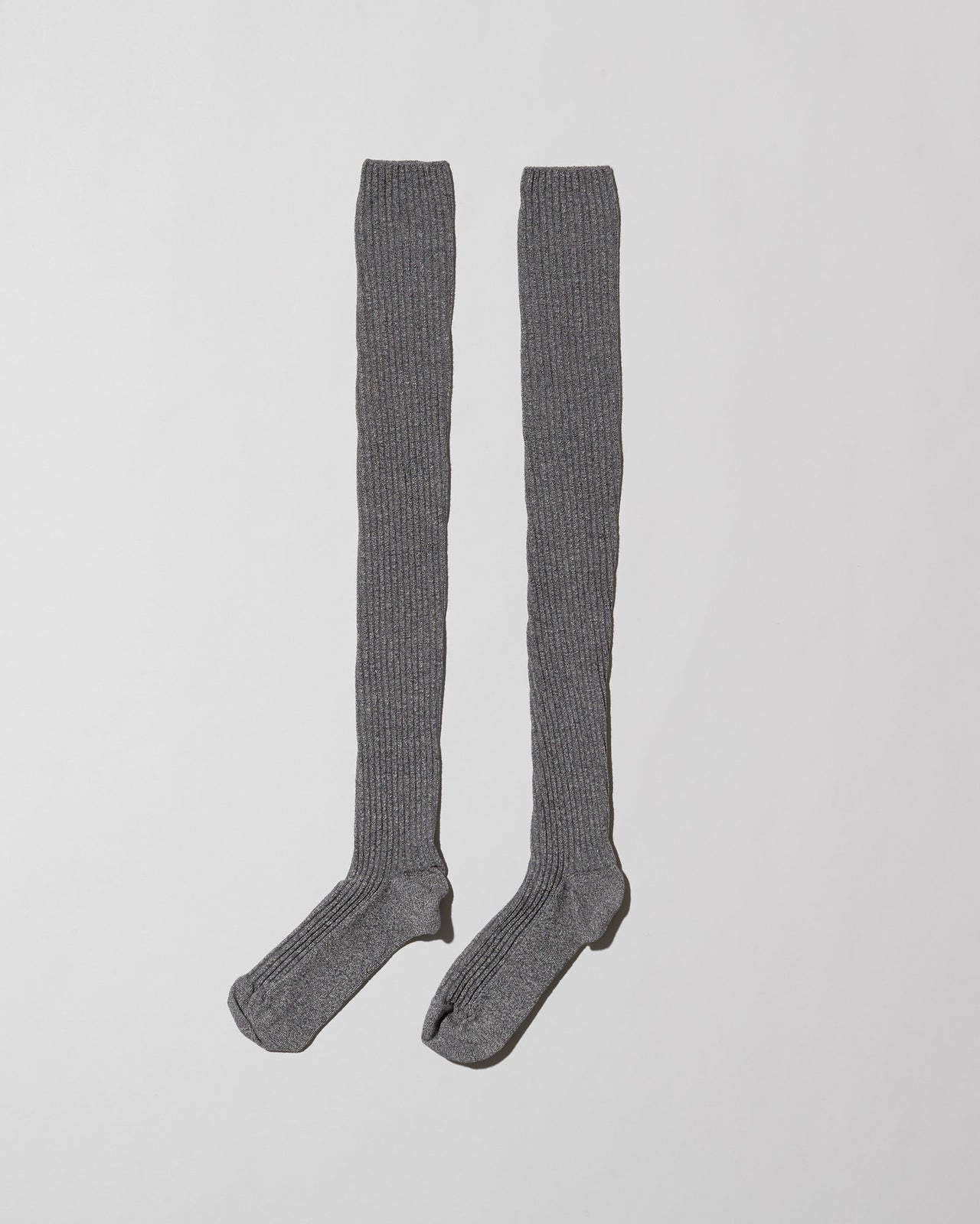 Overknee Socks - Cotton Rib - Grey Melange