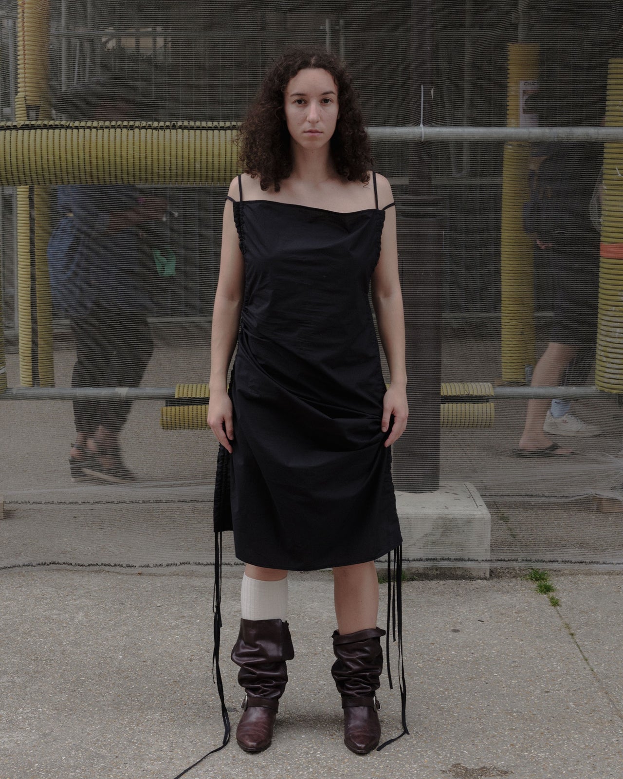 Pictorial Strap Dress - Organic Cotton - Black