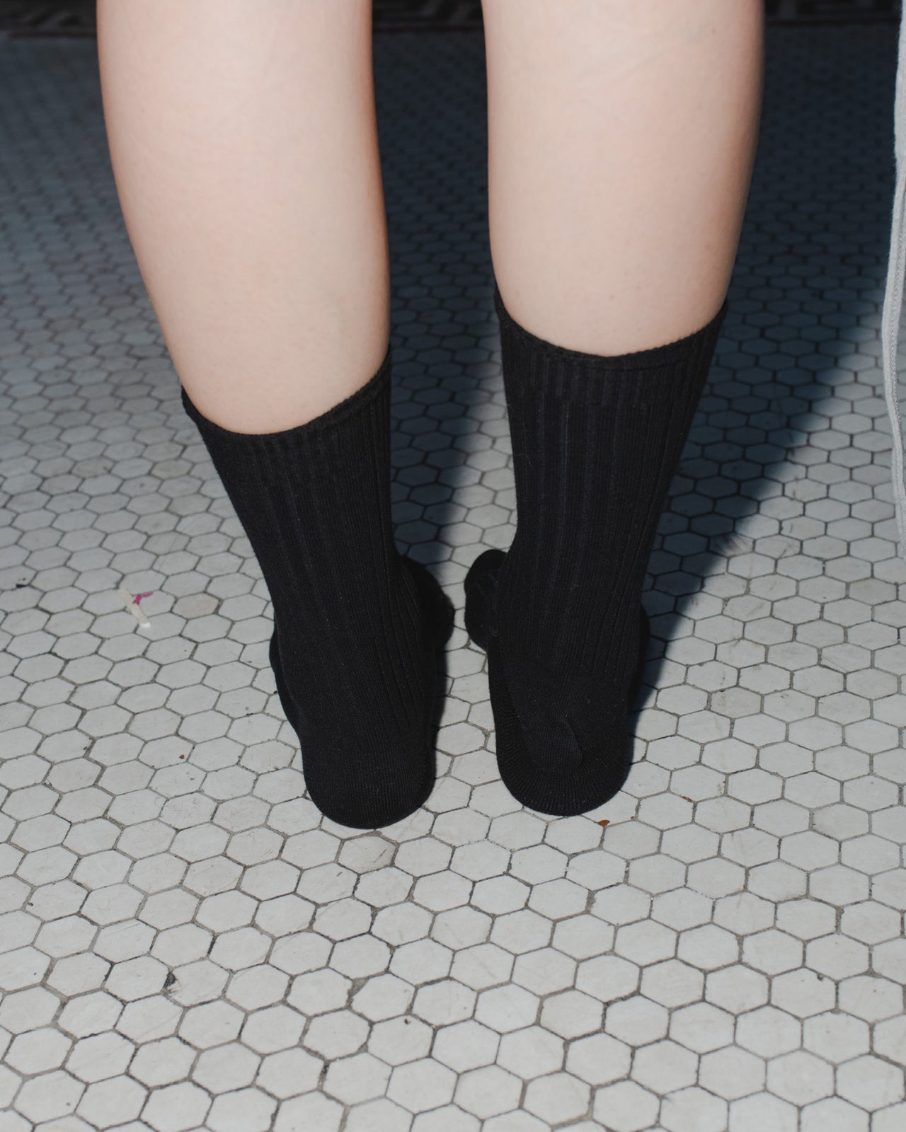 Rib Overankle Socks - Cotton Rib - Black