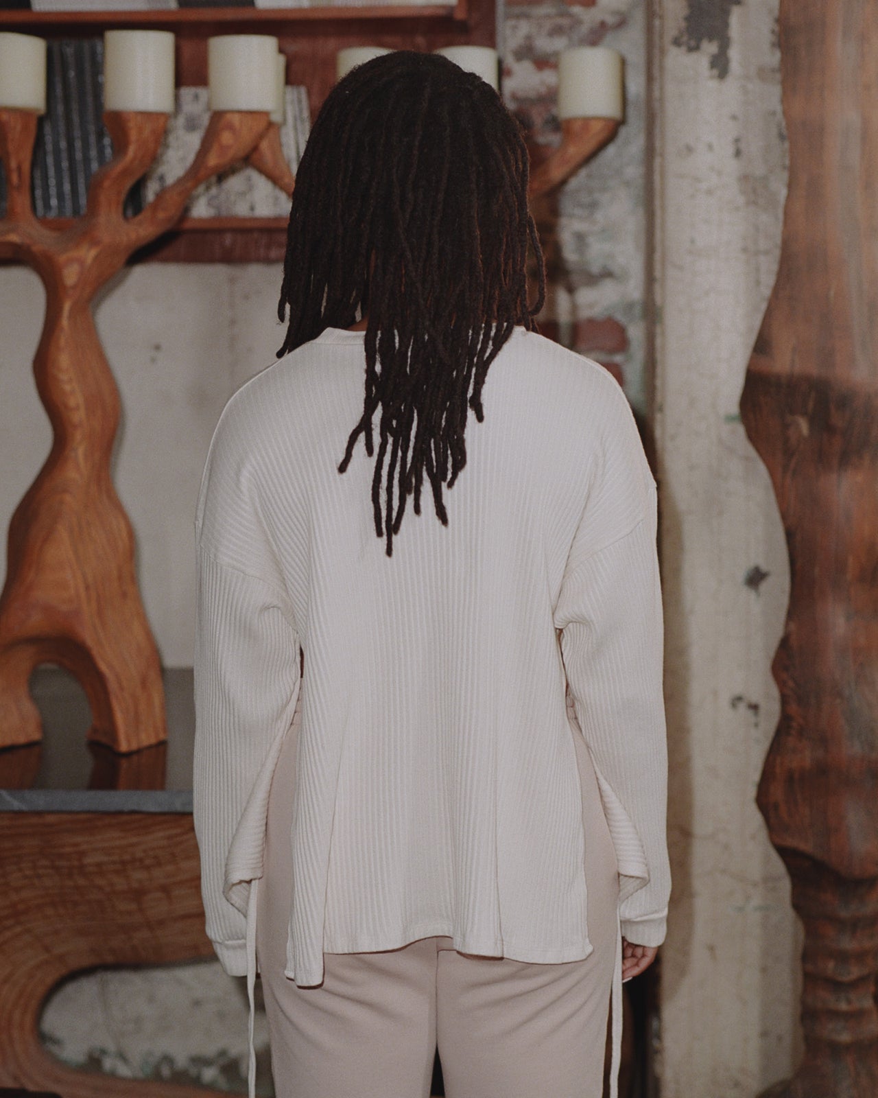 Shaw Long Sleeve - Fleece Rib - Off White