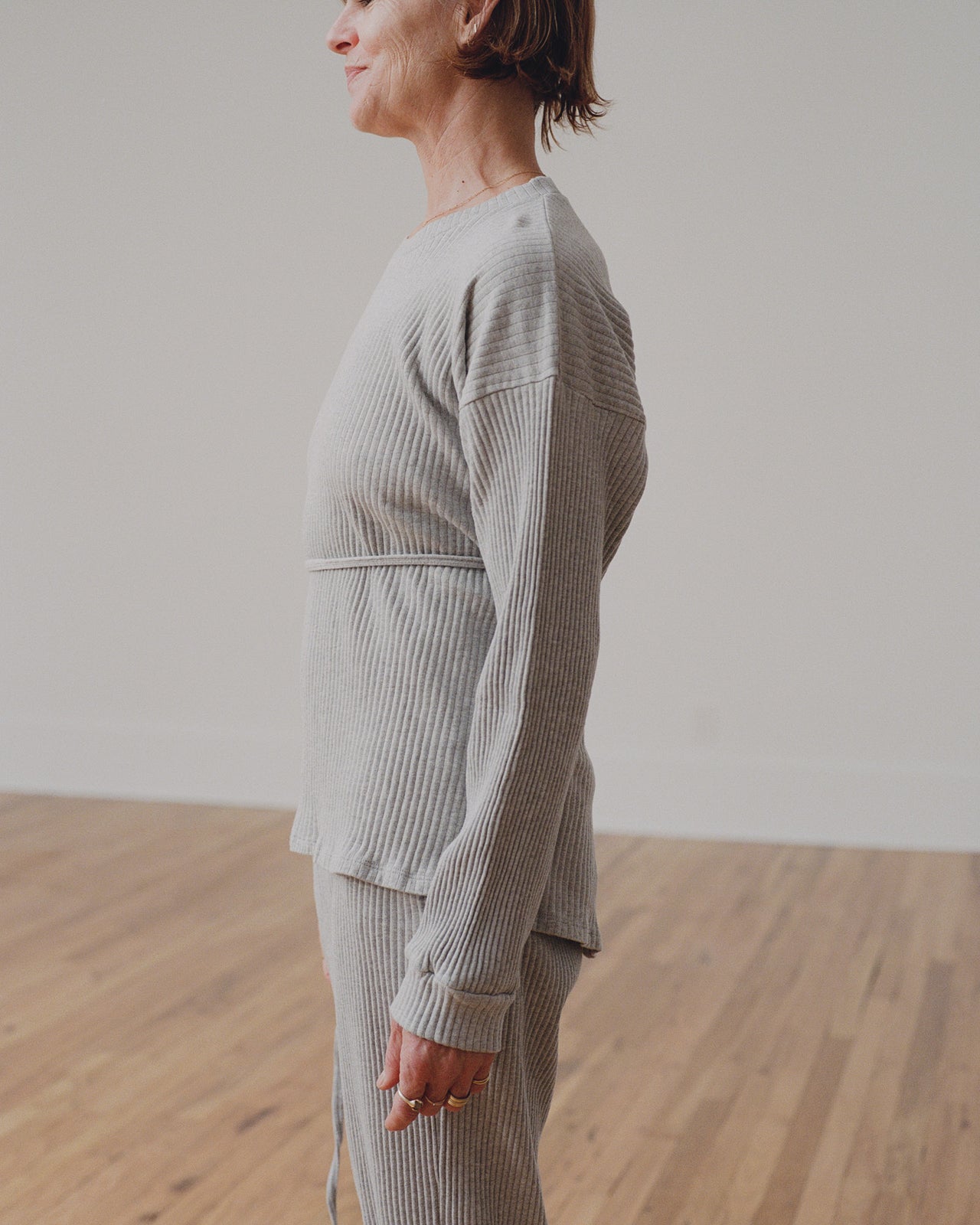 Shaw Long Sleeve - Fleece Rib - Grey Melange