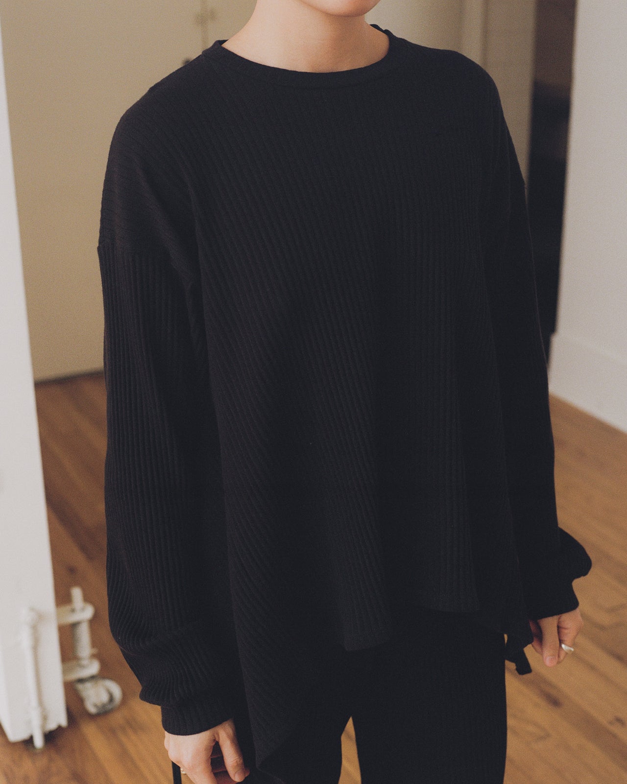 Shaw Long Sleeve - Fleece Rib - Black
