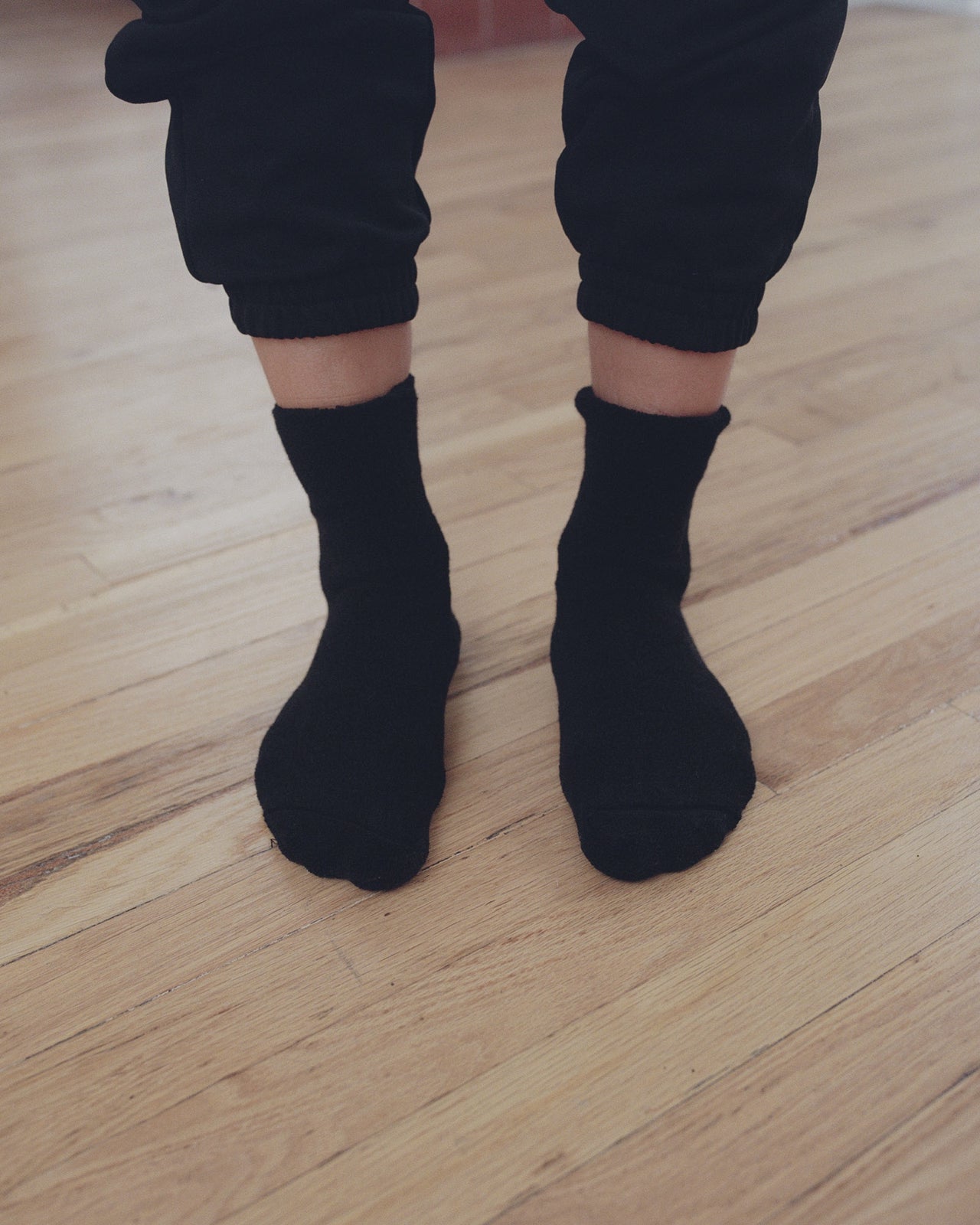 Buckle Overankle Socks - Longstaple Cotton - Black