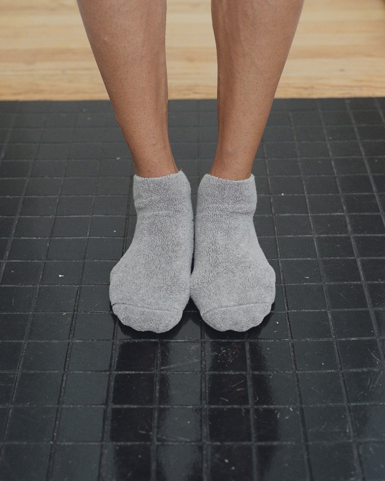 Buckle Ankle Socks - Longstaple Cotton - Grey Melange